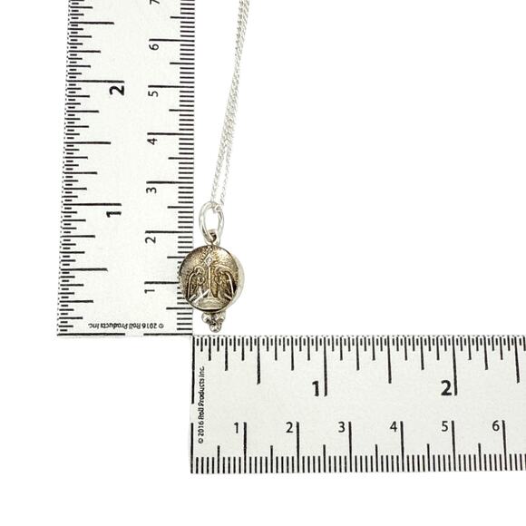 VIRGINS SAINTS & ANGELS VSA Piccolo Lucia Guardian Angels Charm Necklace Silver - Picture 7 of 7